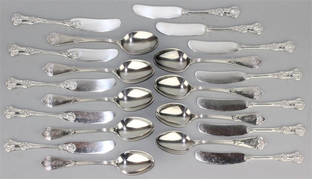 Appraisal: TWENTY-ONE PIECES TIFFANY SILVER FLATWARE including English King butter spreaders