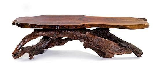 Appraisal: American Mid th Century Live-Edge Coffee Table American Mid th