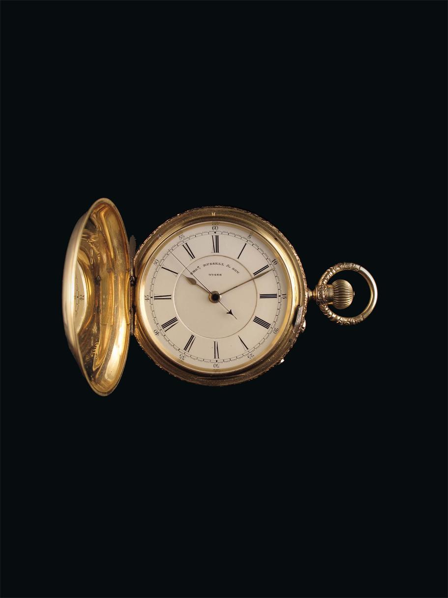 Appraisal: An ct gold hunting cased keyless lever centre seconds watch