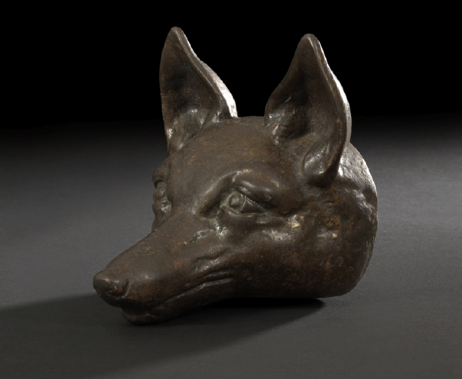 Appraisal: Weighty English Bronzed Cast-Iron Fox-Head Doorstop third quarter th century