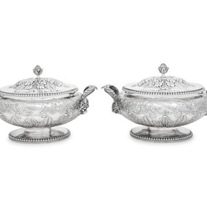 Appraisal: A Pair of Scottish George III Silver Covered Tureens Robert