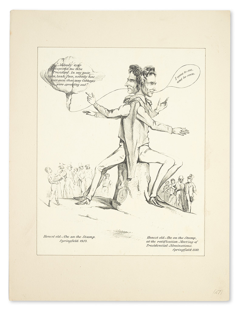 Appraisal: LINCOLN ABRAHAM--PRINTS Honest Old Abe on the Stump Lithograph x