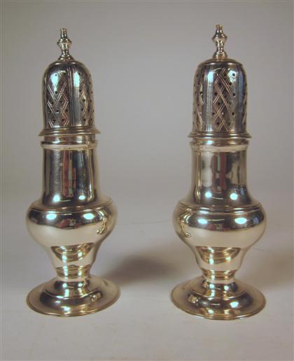 Appraisal: Pair of George III sterling silver casters thomas shepherd london