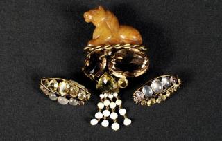 Appraisal: Iradji Moini Horse Pin Earrings Iradji Moini semiprecious stone horse