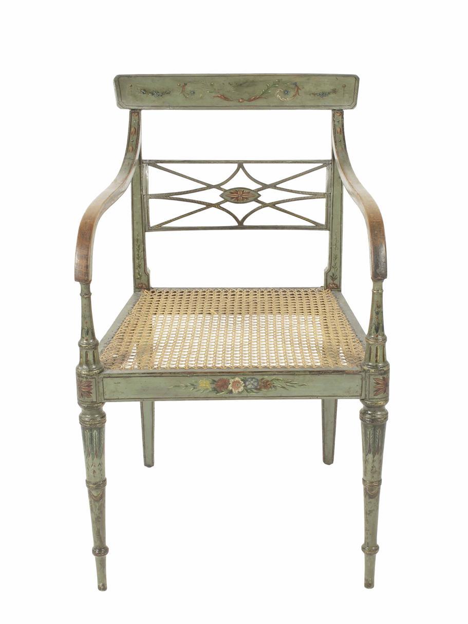 Appraisal: A late George III painted open armchair