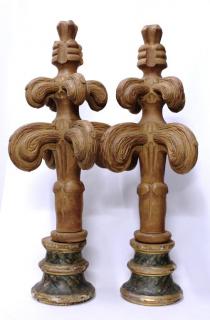 Appraisal: Pair of Carved Faux Made up of antique and new