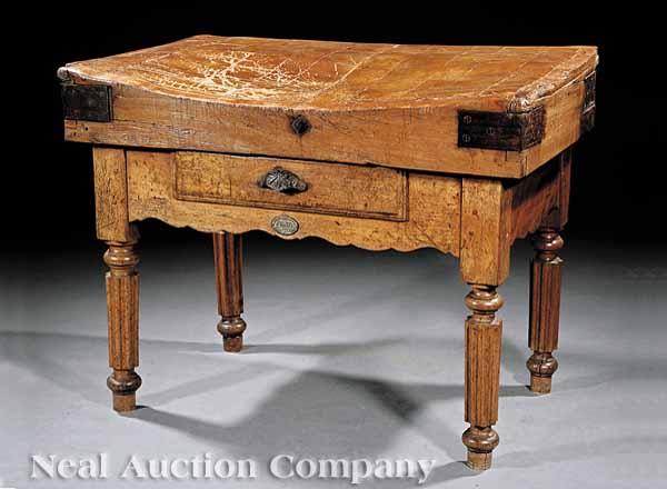 Appraisal: A French Iron-Mounted Hardwood Table Boucherie th c bearing label