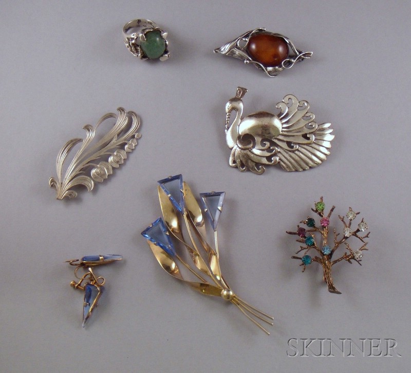 Appraisal: Small Group of Assorted Sterling Silver Jewelry including a gilt-sterling