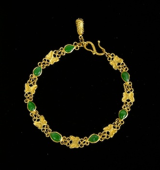 Appraisal: A Karat Gold And Jadeite Bracelet Tested k yellow gold