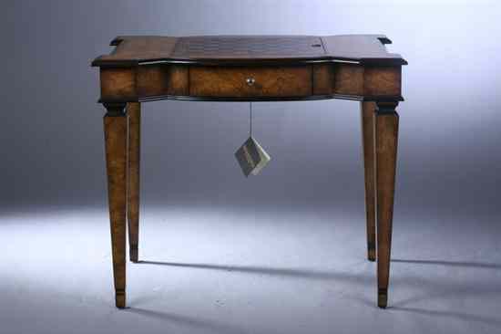 Appraisal: GEORGIAN STYLE YEW WOOD GAMES TABLE by Maitland-Smith Shaped top