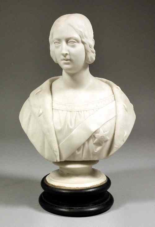 Appraisal: A Copeland Parianware shoulder-length bust - Young Queen Victoria published