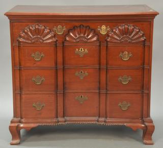 Appraisal: Margolis mahogany four drawer chest with block and triple shell