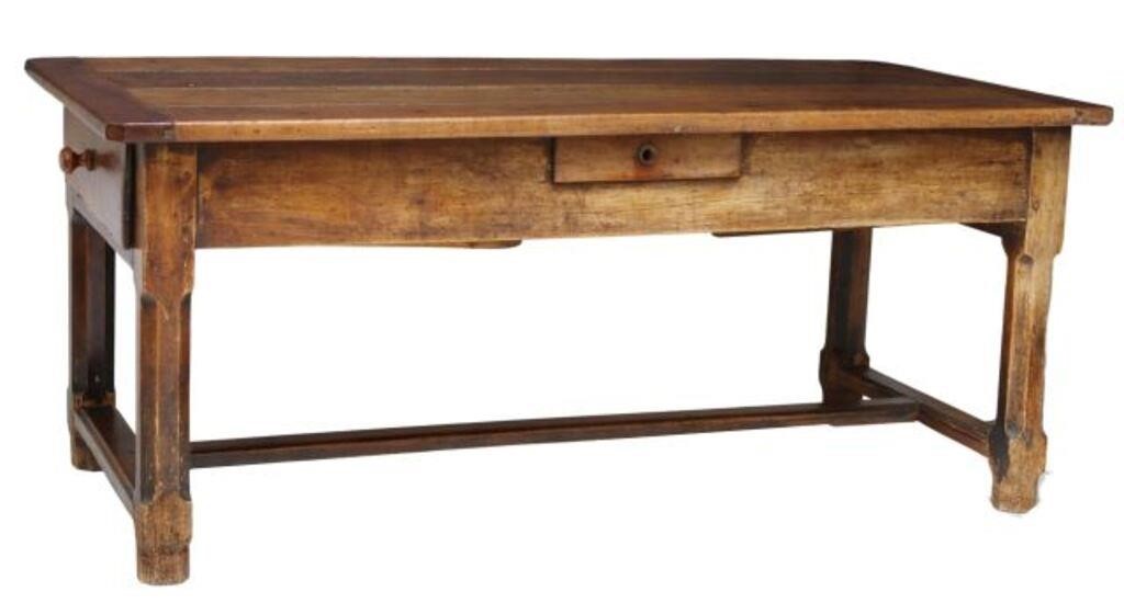 Appraisal: FRENCH PROVINCIAL OAK -PLANK FARMHOUSE TABLEFrench Provincial oak farmhouse table