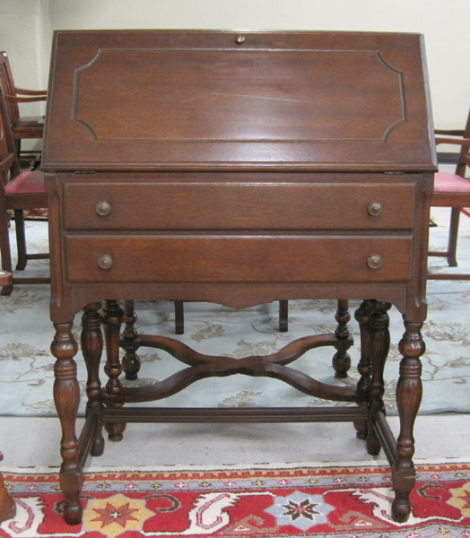 Appraisal: DARK MAHOGANY SLANT-FRONT WRITING DESK American c s H x