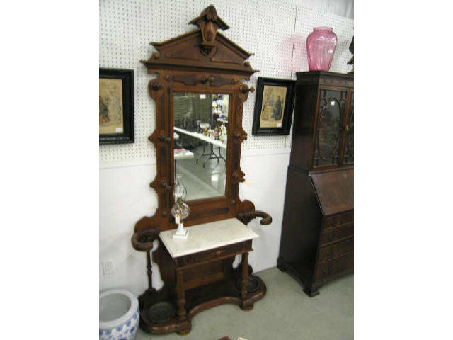 Appraisal: Victorian Marble Top Hall Tree a gorgeous example