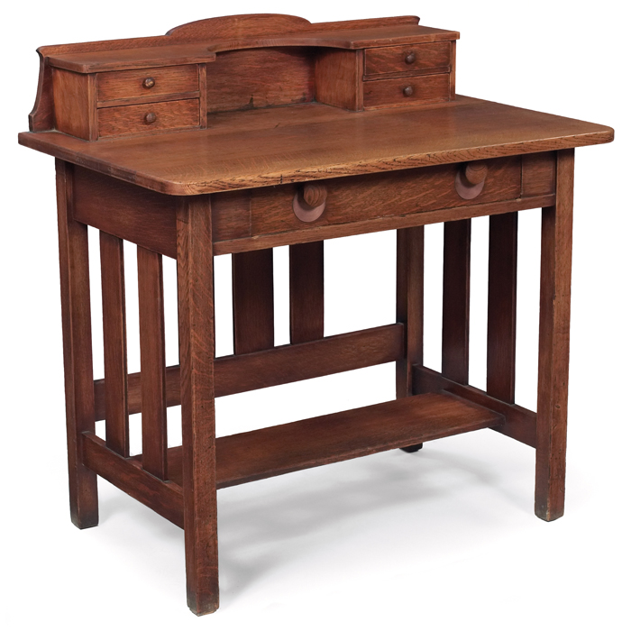 Appraisal: Stickley Brothers writing desk drawers at back over a slatted