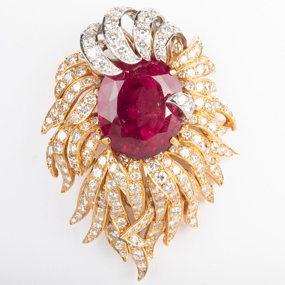 Appraisal: k Yellow and White Gold Rubelite and Diamond Brooch k