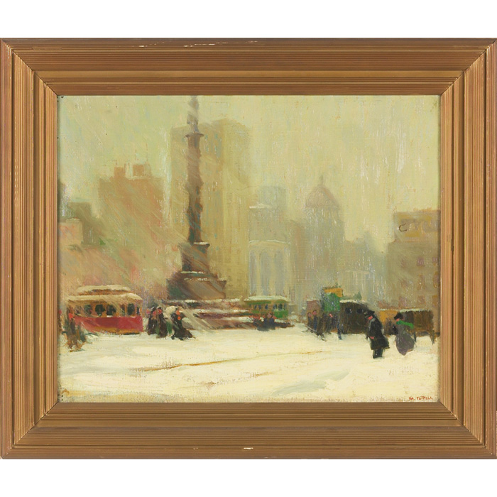 Appraisal: M Tuthill American th century City Scene c oil on