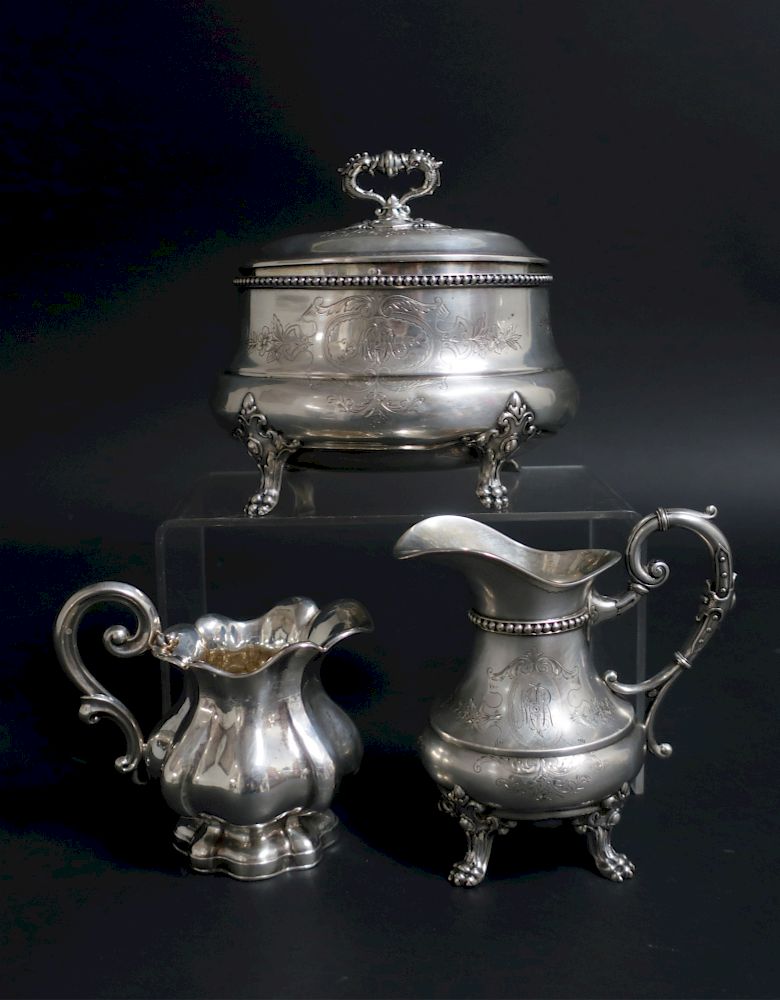 Appraisal: Silver Items silver etrog box and creamers box and one