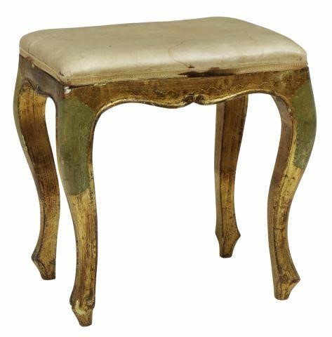 Appraisal: Florentine giltwood ottoman footstool th c upholstered seat over scalloped