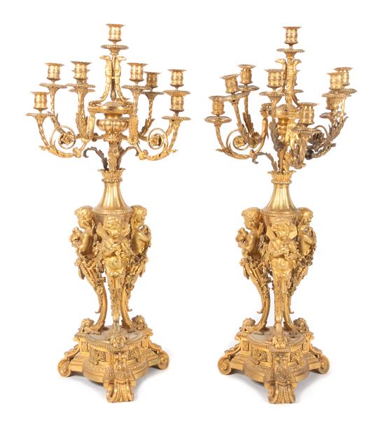 Appraisal: Sale Lot A Pair of French Gilt Bronze Ten-Light Candelabra