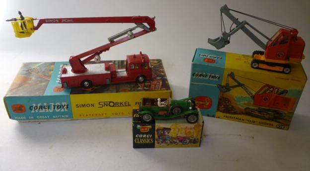 Appraisal: Priestmans Cub Shovel Simon Snorkel Fire Engine and Bentley boxed