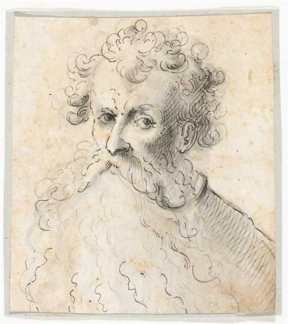 Appraisal: GERMAN TH CENTURY Portrait of unknown bearded man Black and