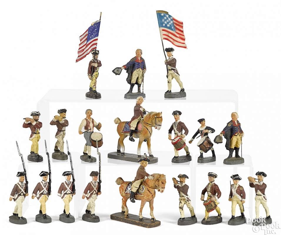 Appraisal: Elastolin American Revolutionary soldiers Elastolin painted composition American Revolutionary soldiers