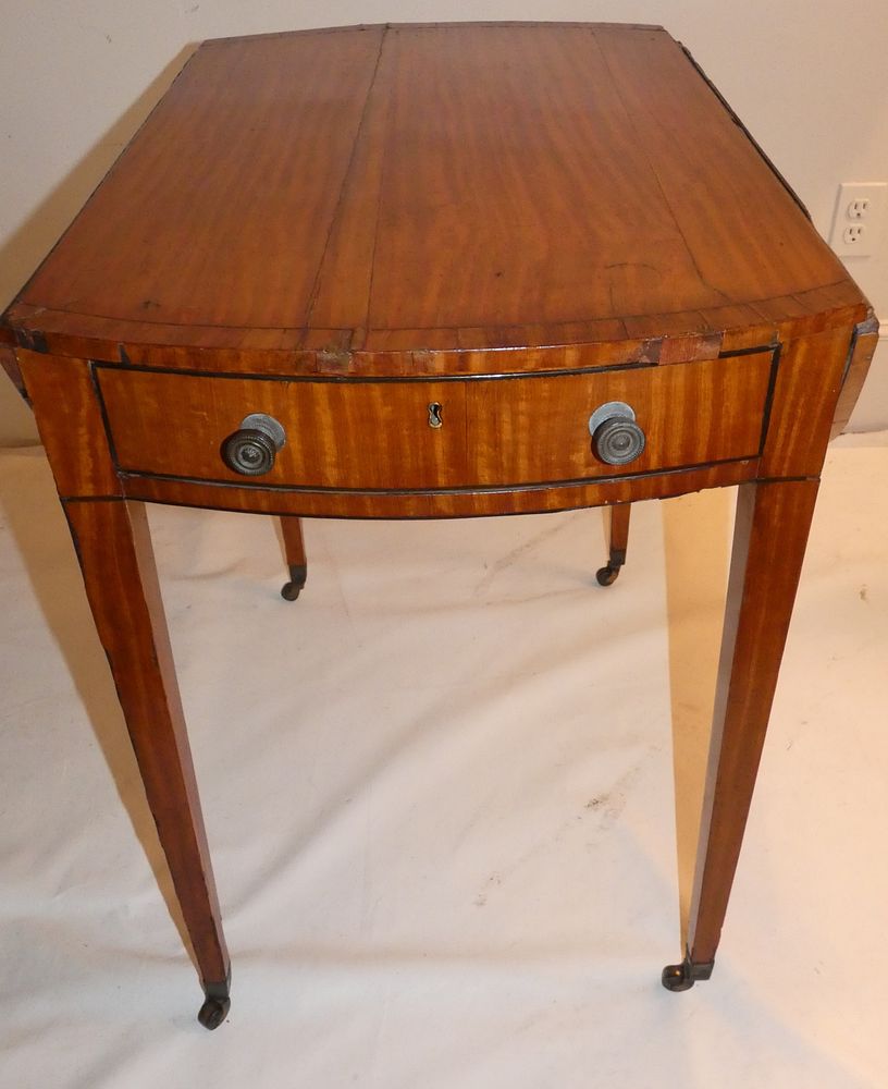 Appraisal: SATINWOOD PERIOD PEMBROKE TABLE Circa satinwood Hepplewhite Pembroke drop leaf