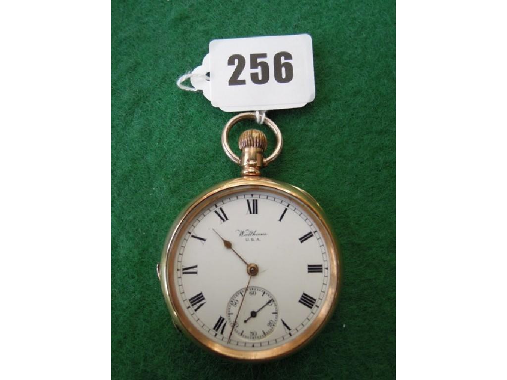 Appraisal: A ct gold pocket watch with a Waltham traveller movement