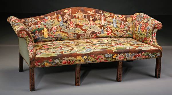 Appraisal: A George III mahogany and needlework upholstered sofa last quarter