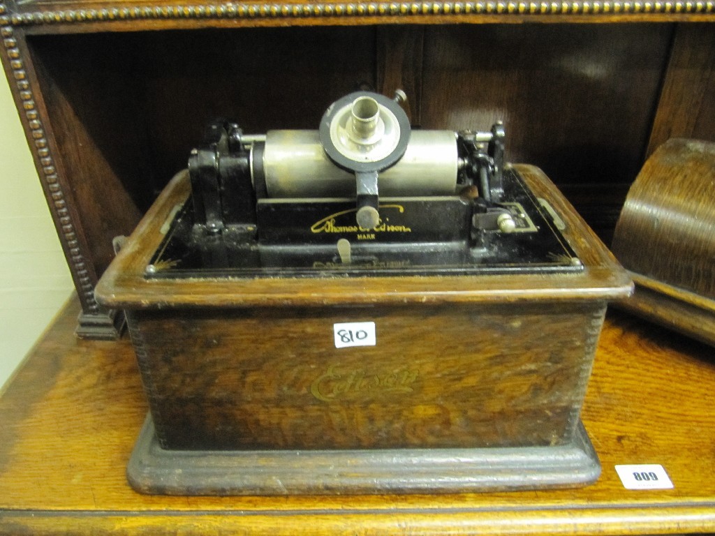 Appraisal: Oak cased Edison phonograph