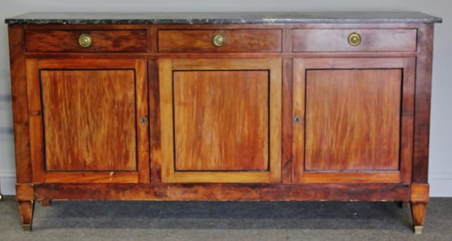 Appraisal: Antique Continental Marble Top Sideboard drawers over doors Originally purchased