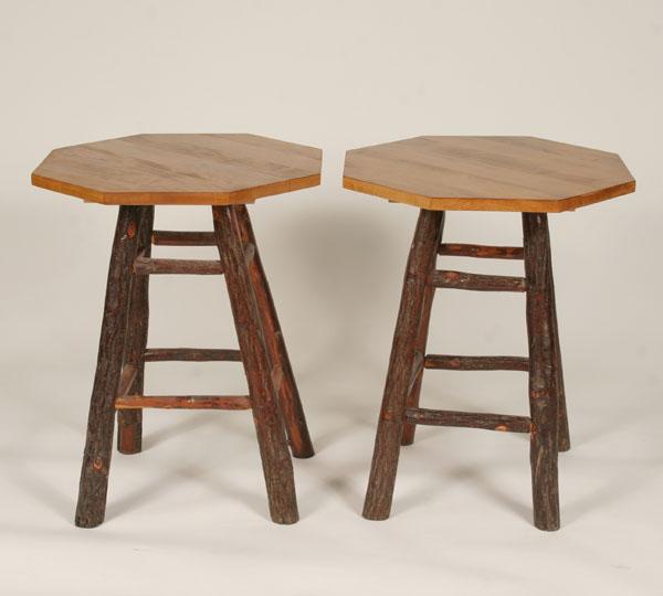 Appraisal: Pair octagonal top Old Hickory side lamp tables H x