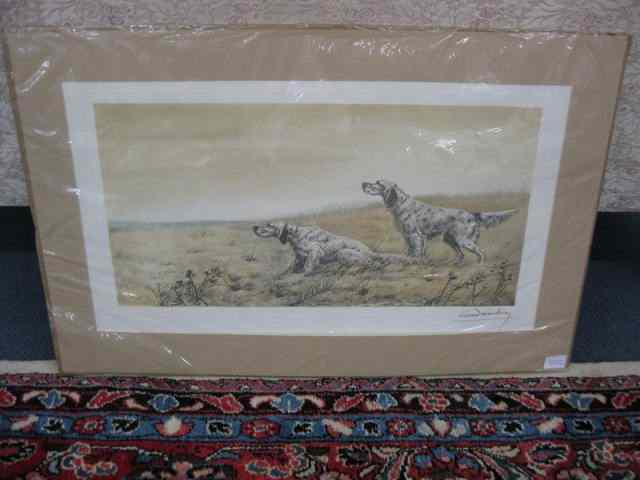 Appraisal: Leon Danchin Print of Setters 'on point' pencil signed image