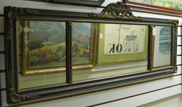 Appraisal: AN AMERICAN 'S OVER MANTEL MIRROR engraved with floral motif