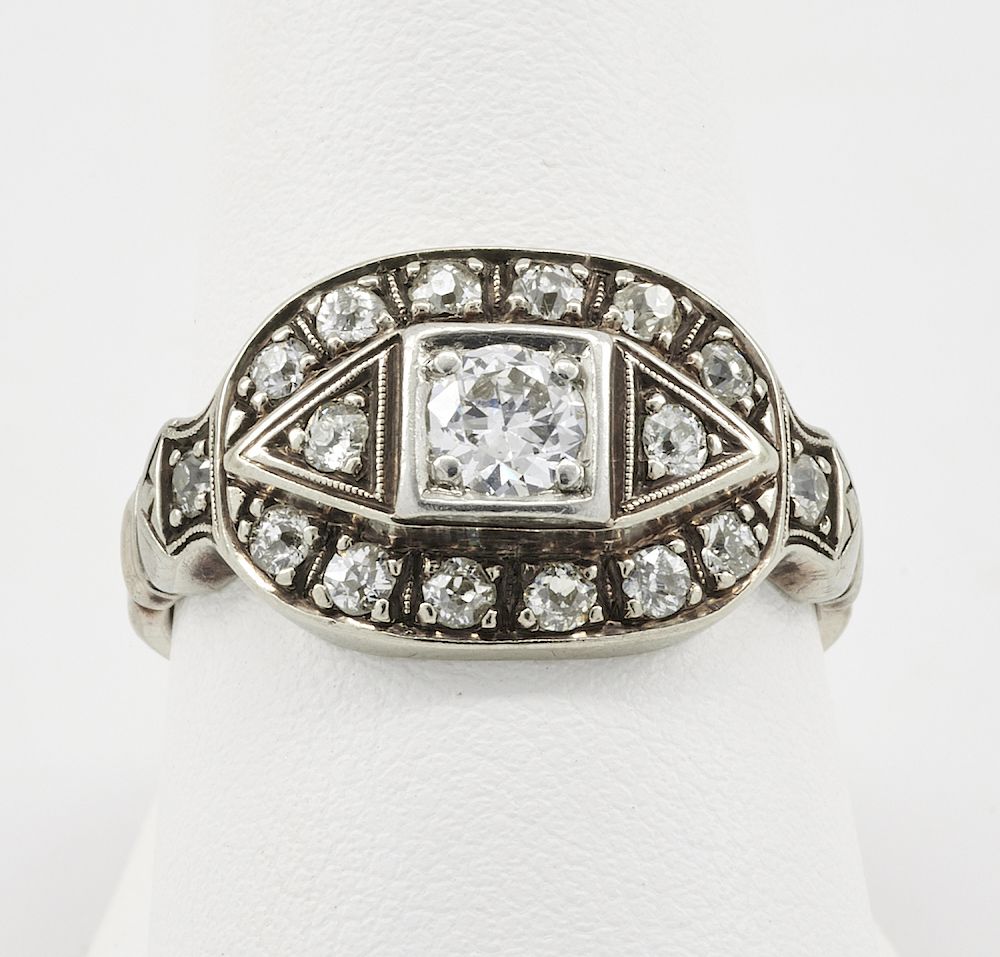 Appraisal: k White gold diamond ring center diamond appx ct k