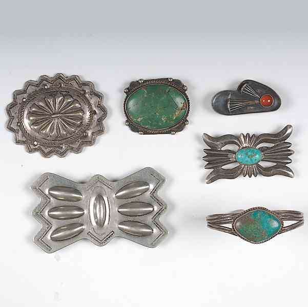 Appraisal: Navajo Jewelry Conchas Pins Plus lot of Includes a large