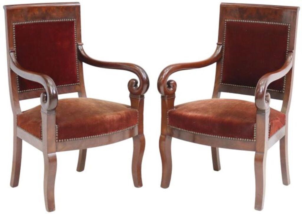 Appraisal: lot of French Louis Philippe period mahogany armchairs mid th