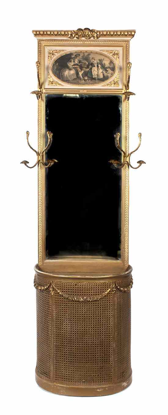 Appraisal: A French Giltwood Hall Tree in two parts the mirror