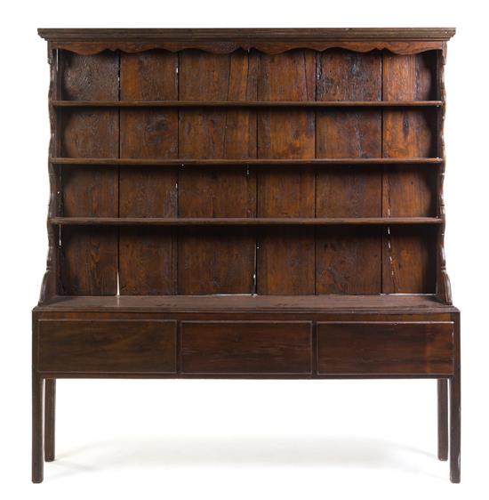 Appraisal: Sale Lot An Oak Welsh Dresser the shelved upper section