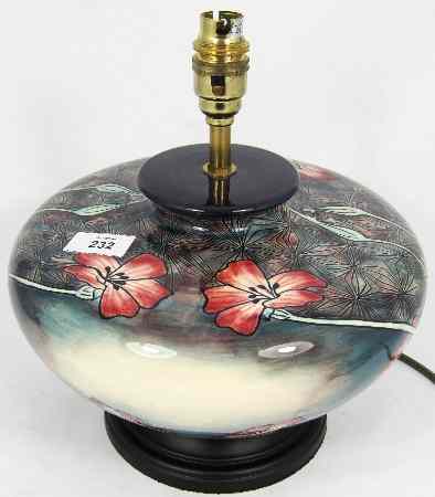 Appraisal: Black Ryden Lamp Base Inscised Decorated with Flowers Height cm