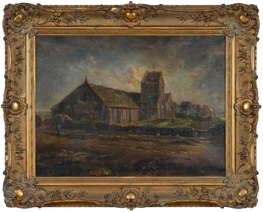 Appraisal: After Jean-Fran ois Millet French - L' glise de Gr