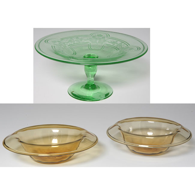 Appraisal: Steuben bowls attribution pair broad shape with folded rim in