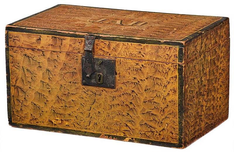 Appraisal: Vinegar Grain Painted Pine Storage Box American th century hinged