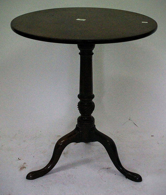 Appraisal: A GEORGE III MAHOGANY TILT TOP TRIPOD TABLE with a