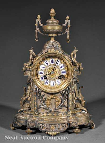 Appraisal: An Antique French Gilt Bronze Mantel Clock late th c