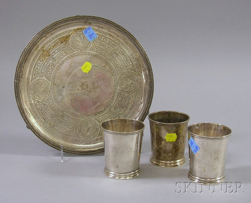 Appraisal: Three Horton Rikeman Coin Silver Tumblers and a N Harding