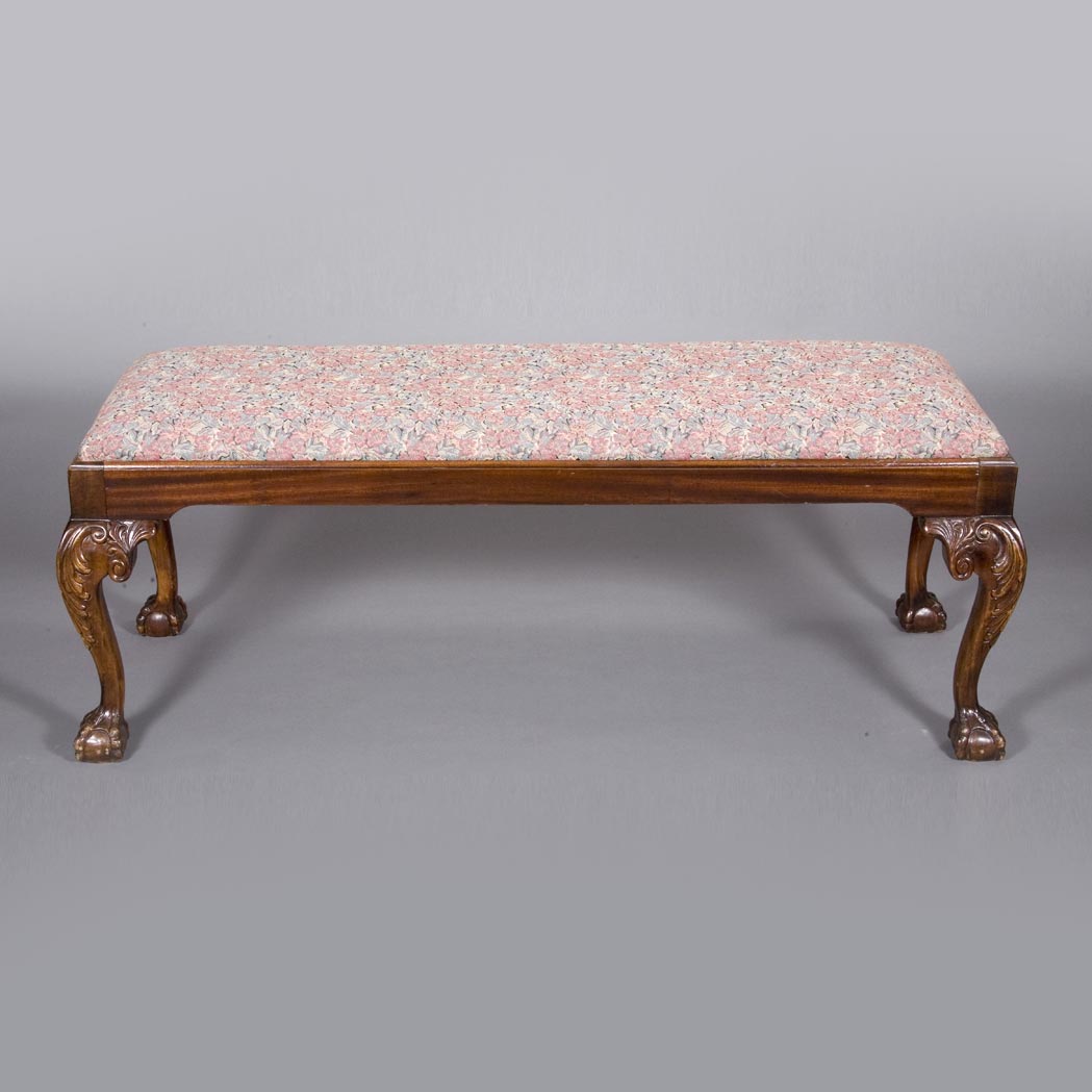 Appraisal: George III Style Mahogany Bench Height inches width inches depth