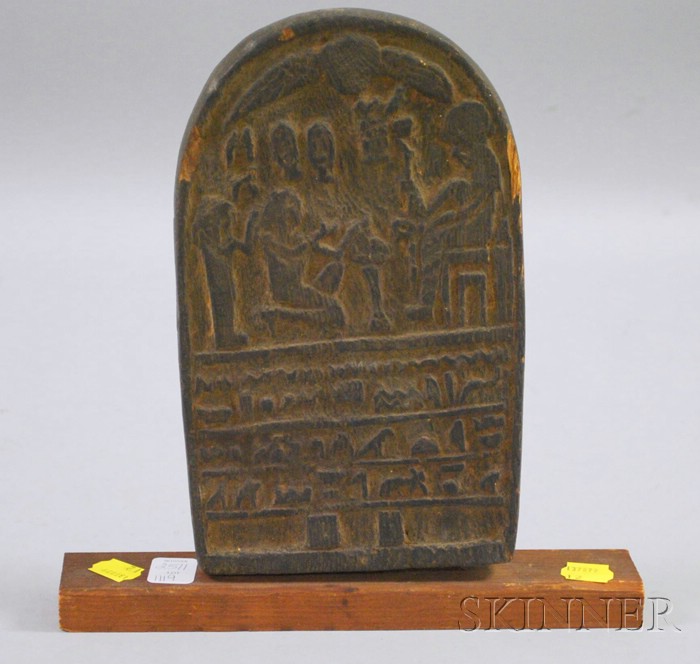 Appraisal: Reproduction Egyptian Hieroglyphics Carved Wooden Tablet ht wd in